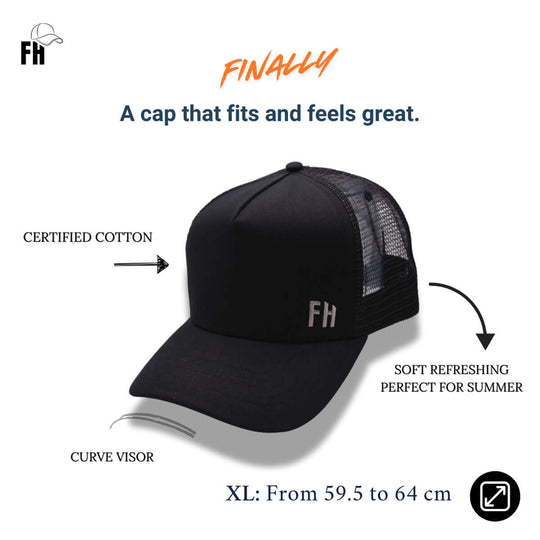 Gorra Grande Trucker Hat Negro - Free Heads